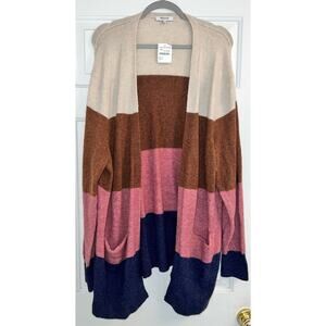 MADEWELL Color Block Kent Cardigan Striped Sweater w/Pockets - sz XXL